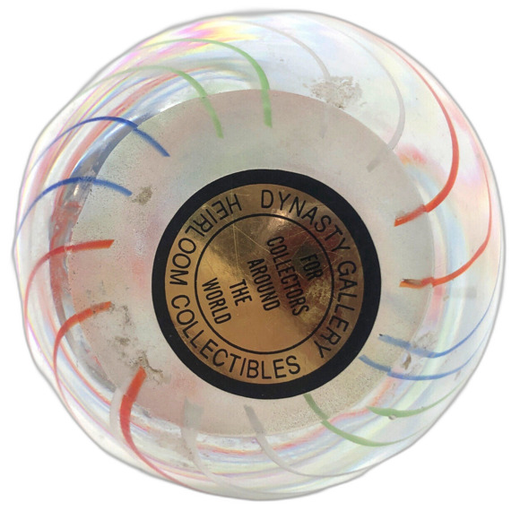 Dynasty Gallery Latticino Swirl Large Controlled Bubble Multicolor Paperweight - Picture 4 of 10